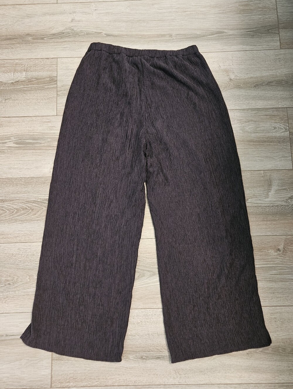 Eileen Fisher SZ S Petite Gray Crepe Pull On Relaxed Fit Pant Split Hem Baggy - Picture 3 of 12